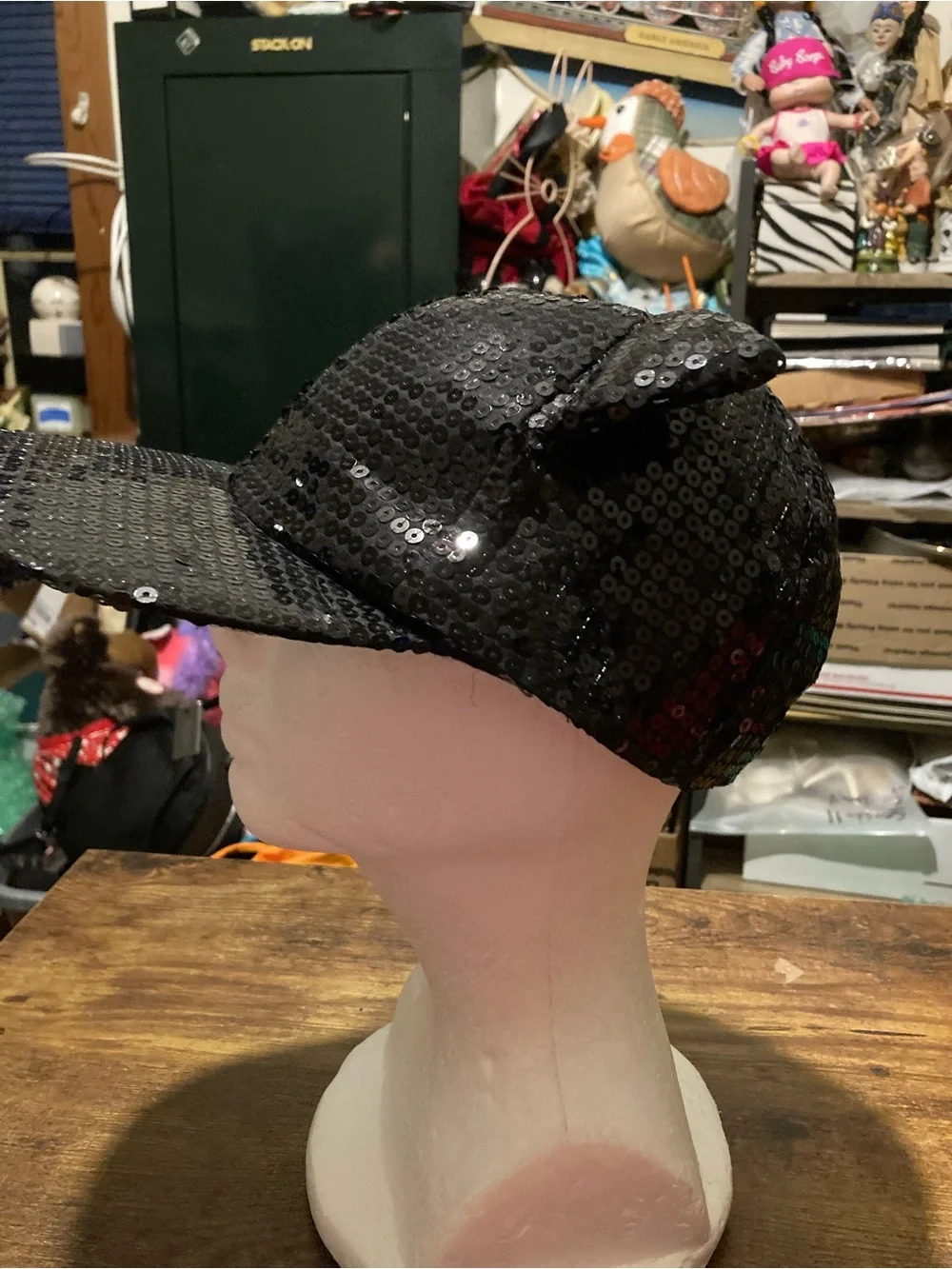 Justice black sequin baseball cap